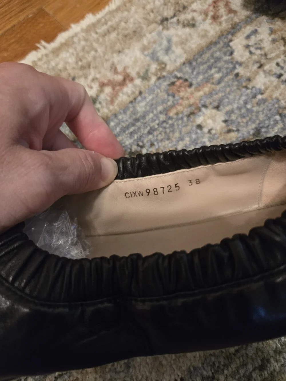Stuart Weitzman Gina Stretch Leather Ballet Flats In Jet Black Spain 38 7.5 - Picture 3 of 6